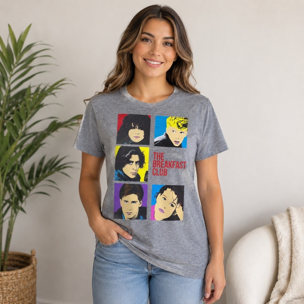 The Breakfast Club T-Shirt Women L Gray 80s Movie Graphic Pop Art Tee